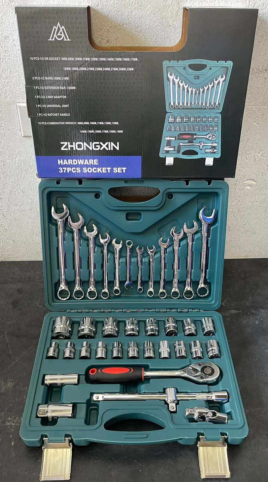 set de rachet copas y llaves de 37piezas